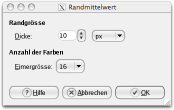 Eigenschaften für das Filter Randmittelwert